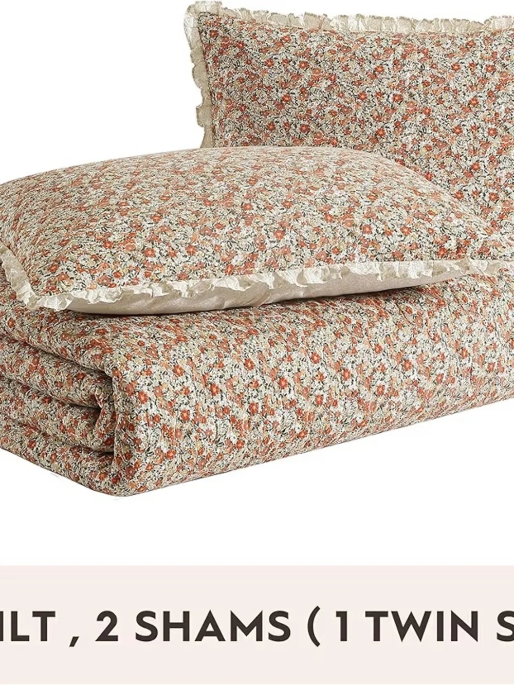Laura Ashley - King Quilt Set, Lightweight Cotton Loveston Burnt Orange, King)